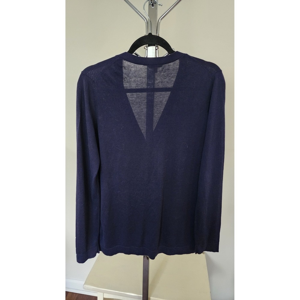 Talbots Navy Blue V-Neck Button Front Cardigan Sweater Pockets S Nautical Casual - Picture 3 of 11